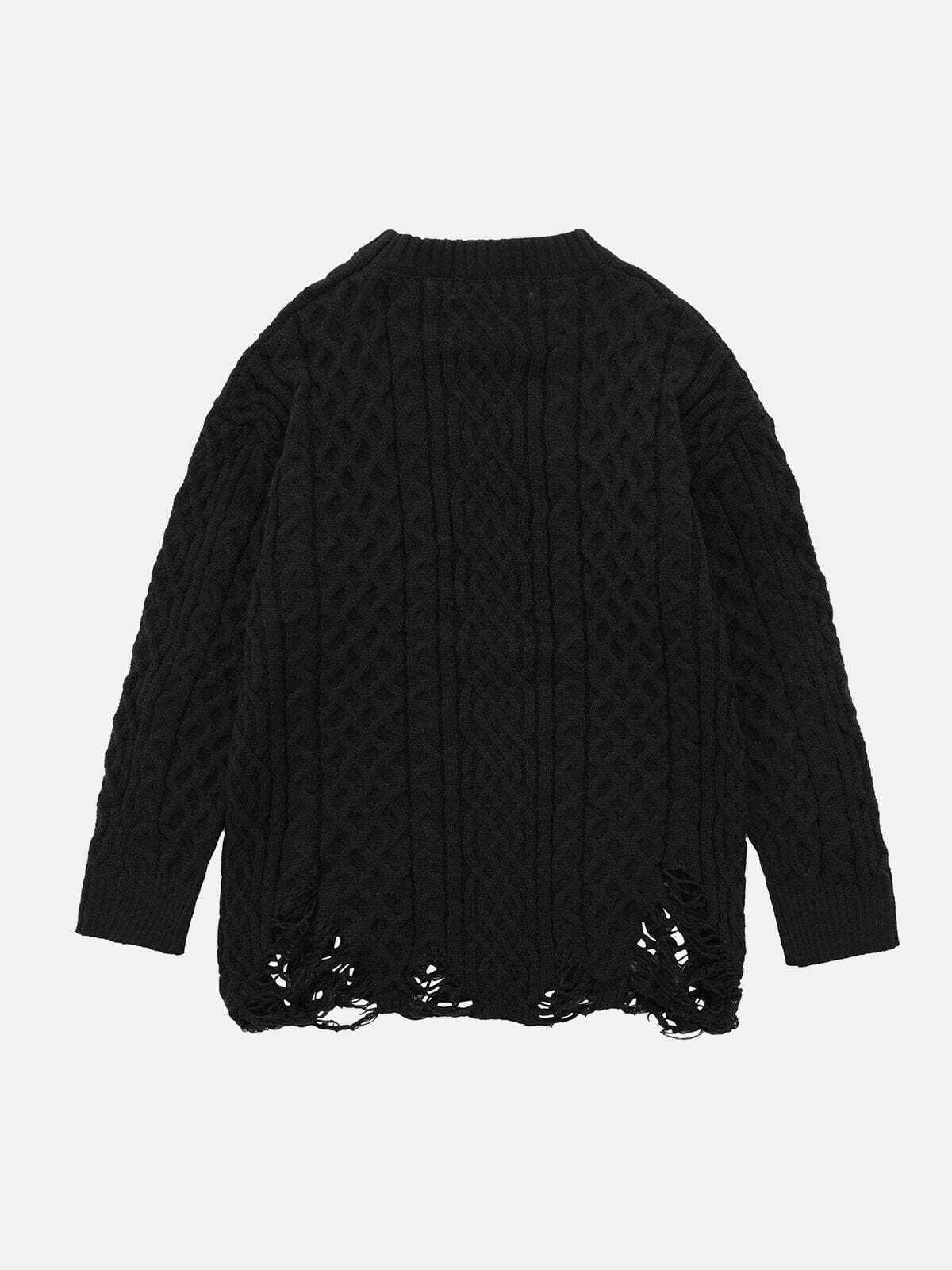 vintage hole knit sweater edgy y2k fashion icon 7849