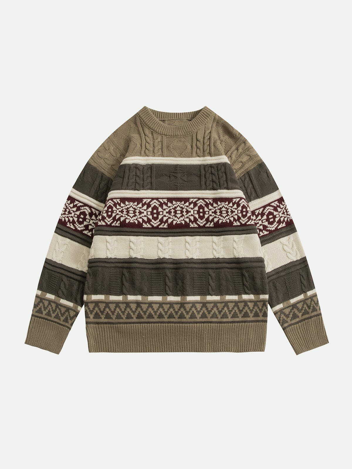 vintage jacquard sweater edgy urban knitwear 8178