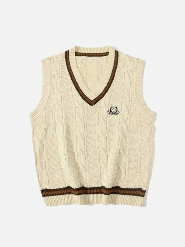 vintage knit sweater vest retro  edgy  and chic fashion statement 7921