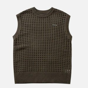 vintage knit vest retro y2k sleeveless pullover 6036