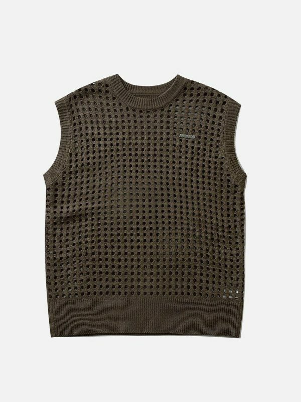 vintage knit vest retro y2k sleeveless pullover 6036
