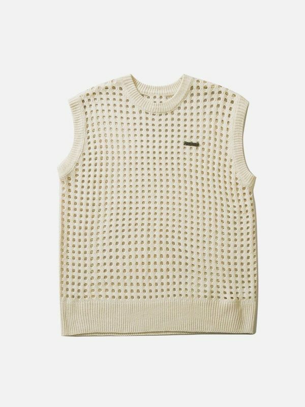 vintage knit vest retro y2k sleeveless pullover 7044