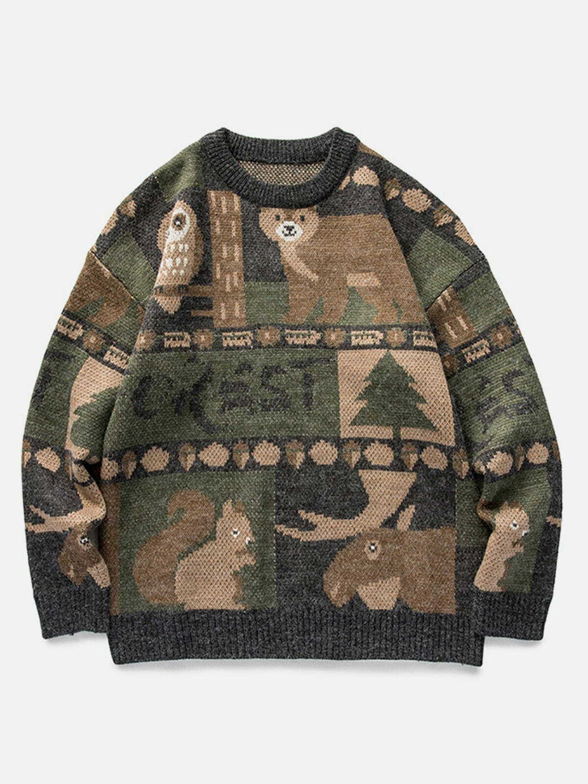 vintage owl bear sweater quirky y2k knitwear icon 7467