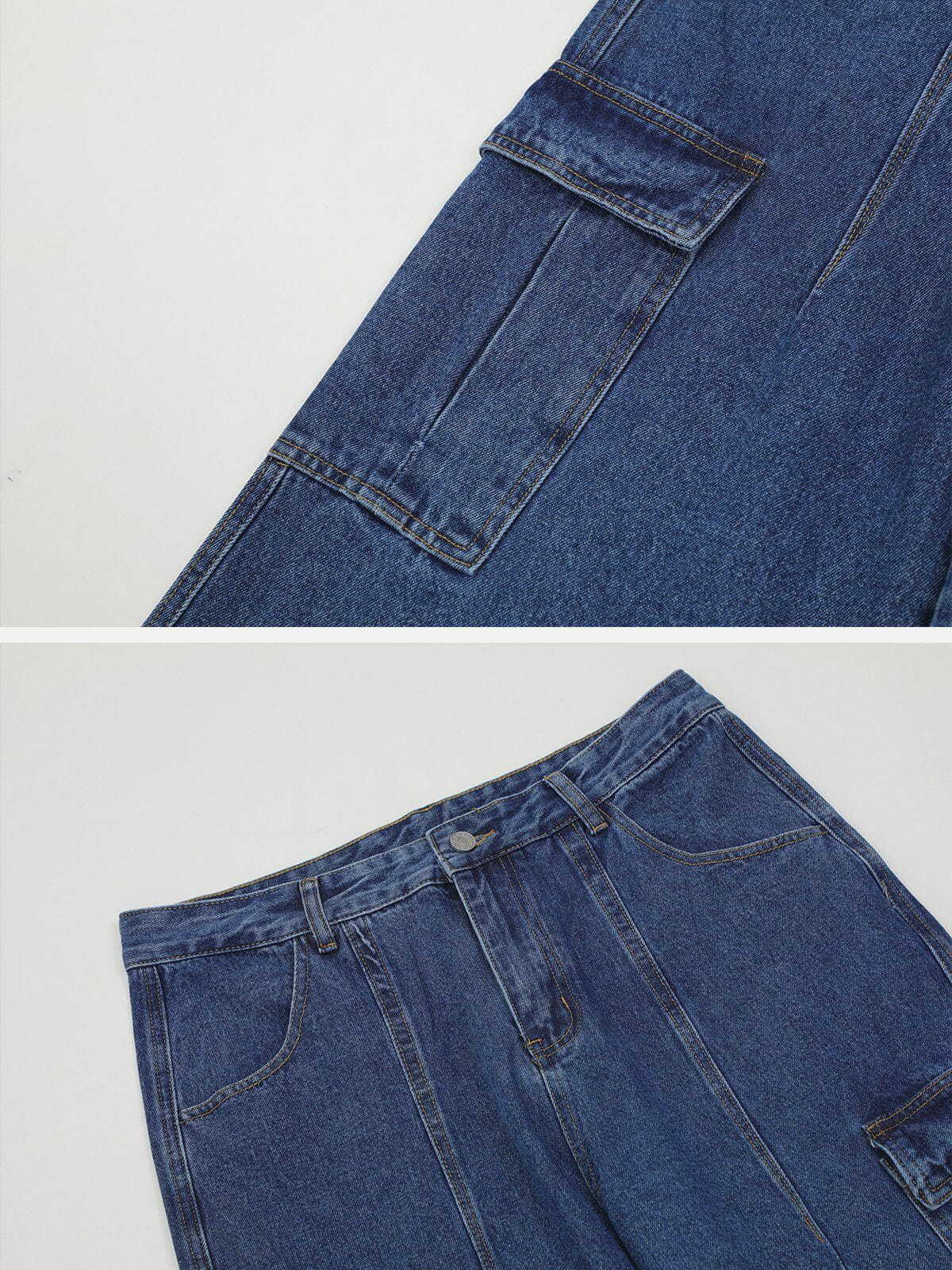 vintage patched pocket jeans edgy y2k streetwear 1932