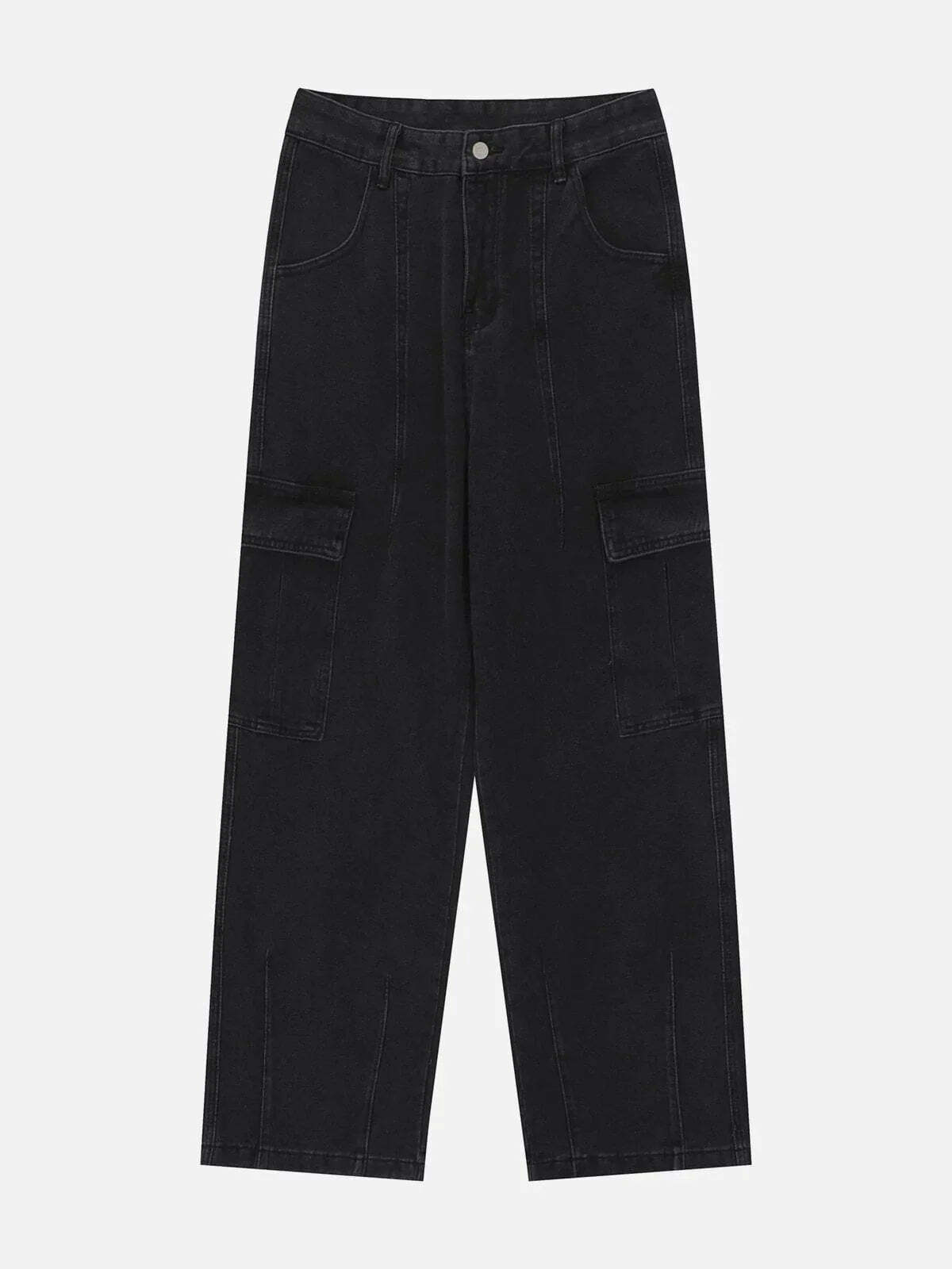 vintage patched pocket jeans edgy y2k streetwear 4006