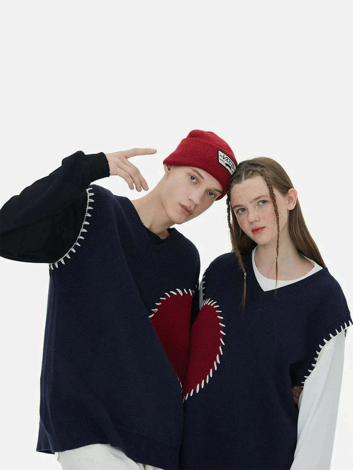 vintage peach heart pattern sweater vest quirky y2k knitwear icon 3993