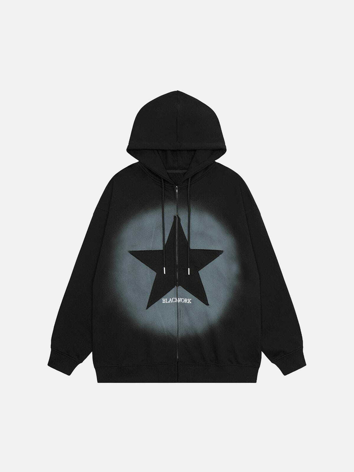 vintage pentagram zip up hoodie edgy occult streetwear 1313