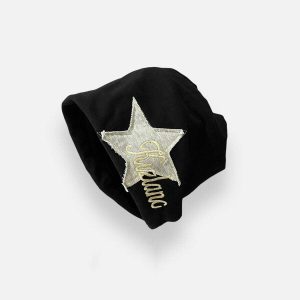 vintage star embroidery hat retro  edgy streetwear accessory 4404
