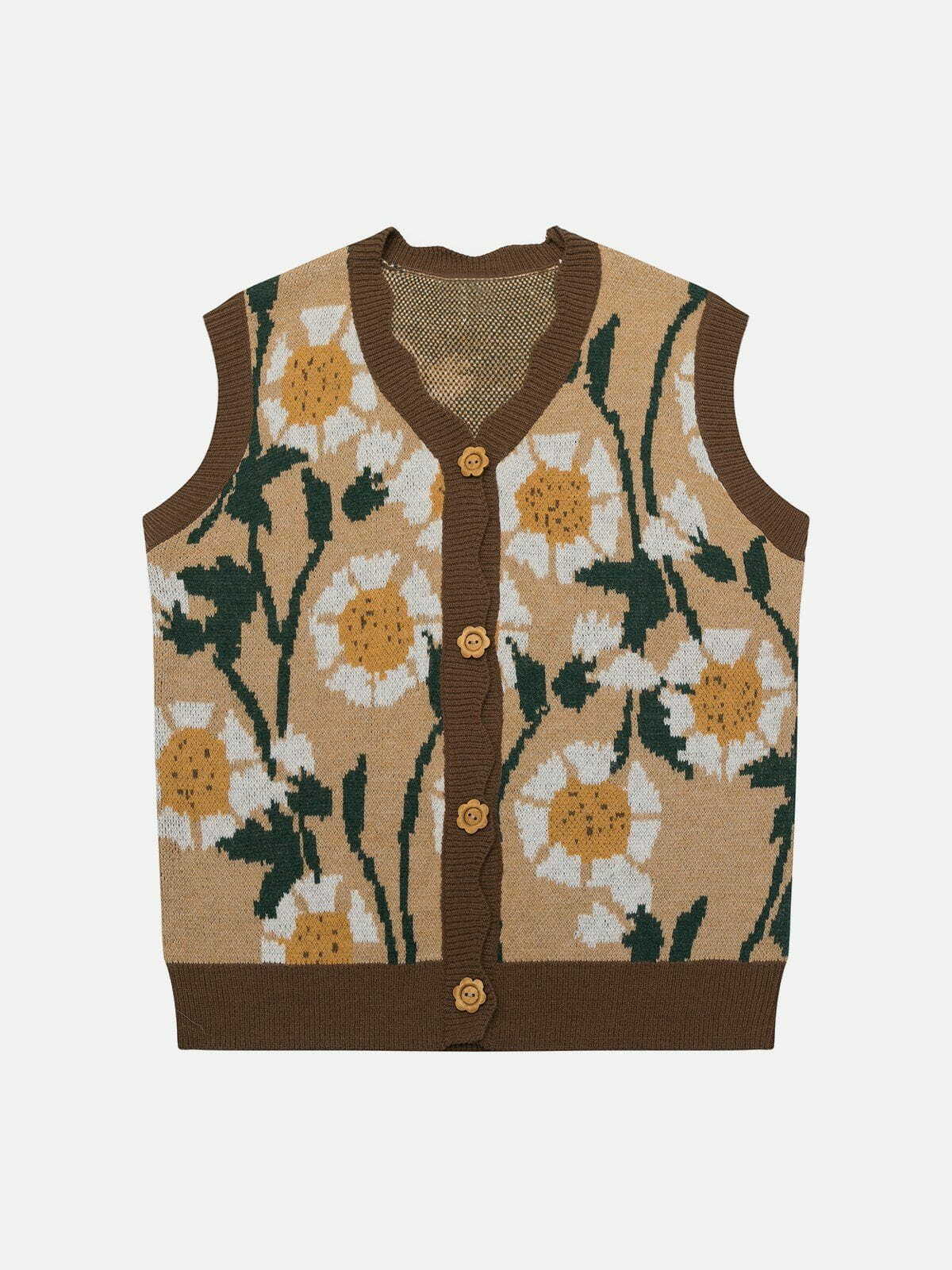 vintage sunflowers sweater vest retro chic y2k fashion essential 5567