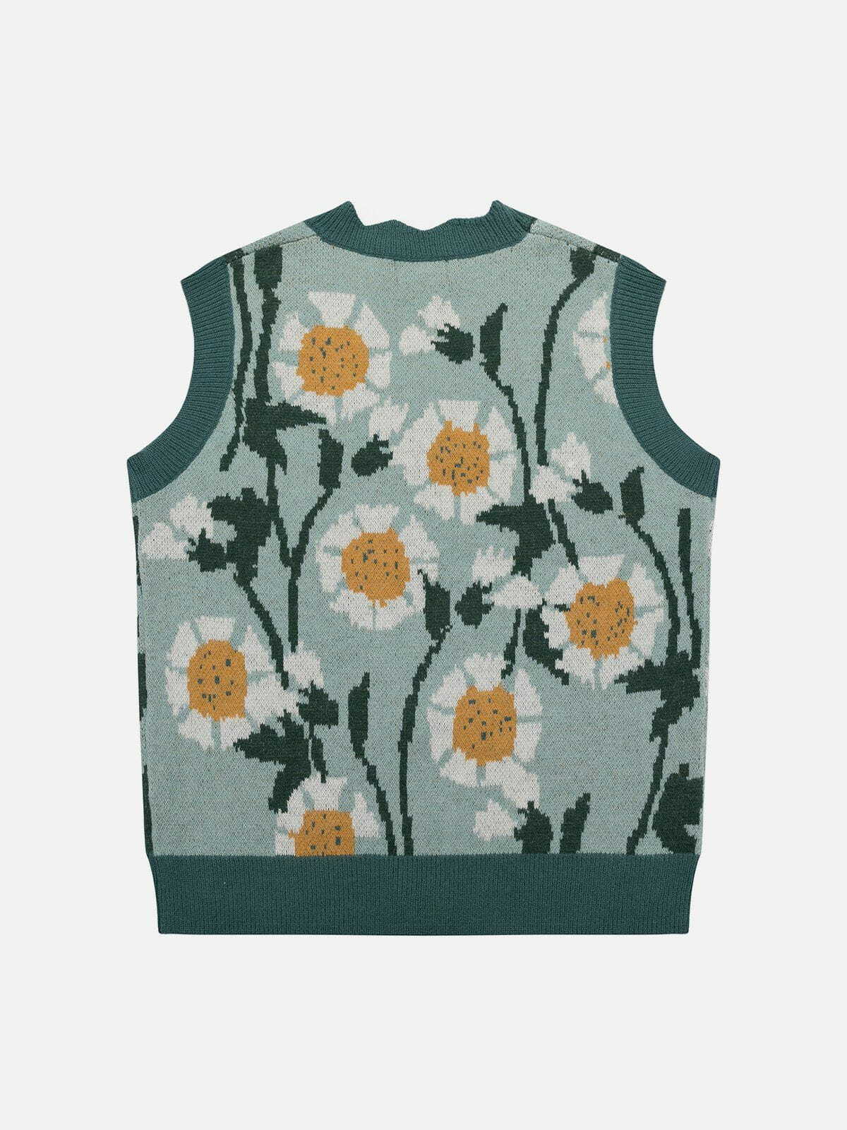 vintage sunflowers sweater vest retro chic y2k fashion essential 8398