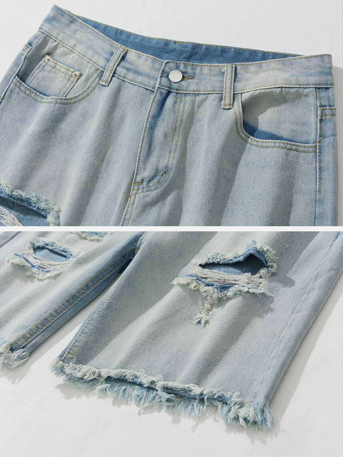 vintage washed denim shorts retro & urban style 7552