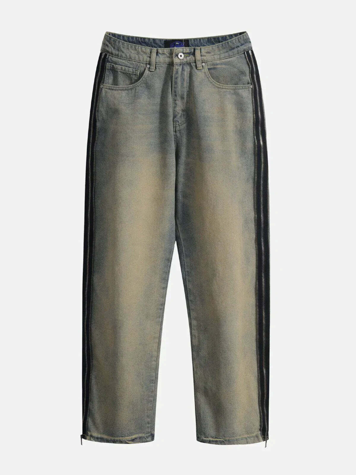 vintage zipup denim pants edgy y2k streetwear icon 4056
