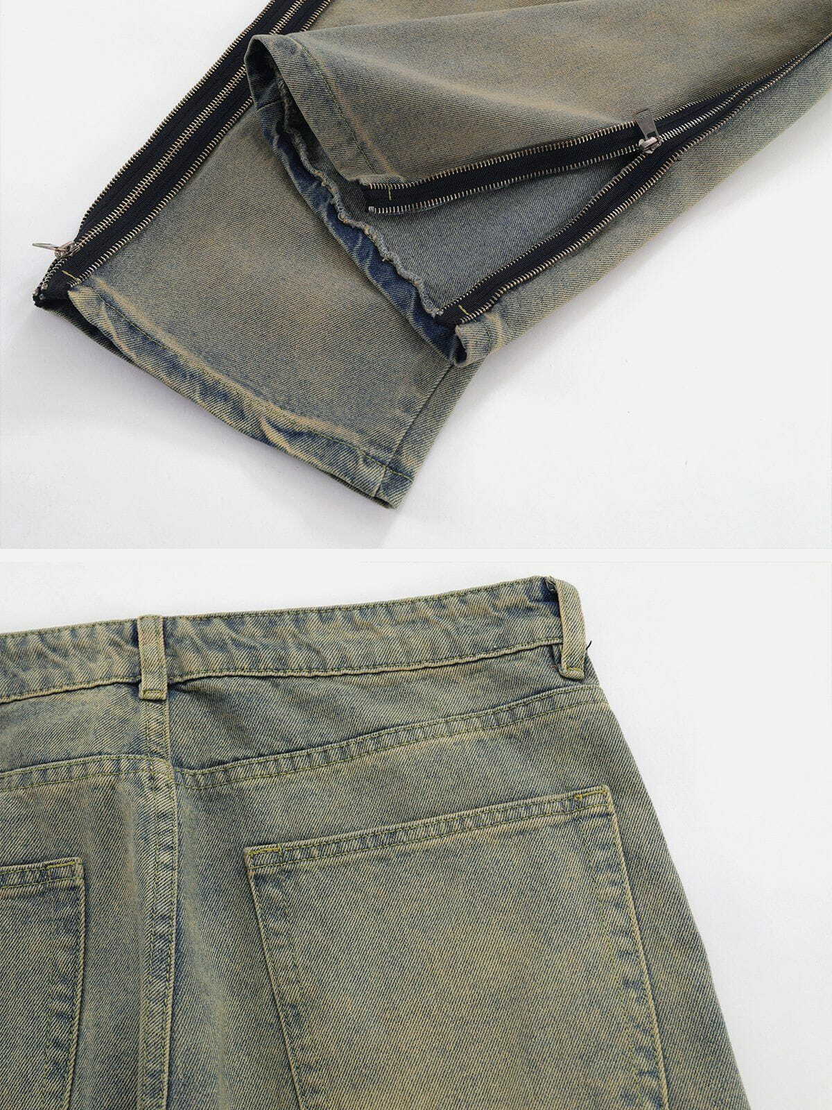 vintage zipup denim pants edgy y2k streetwear icon 4699