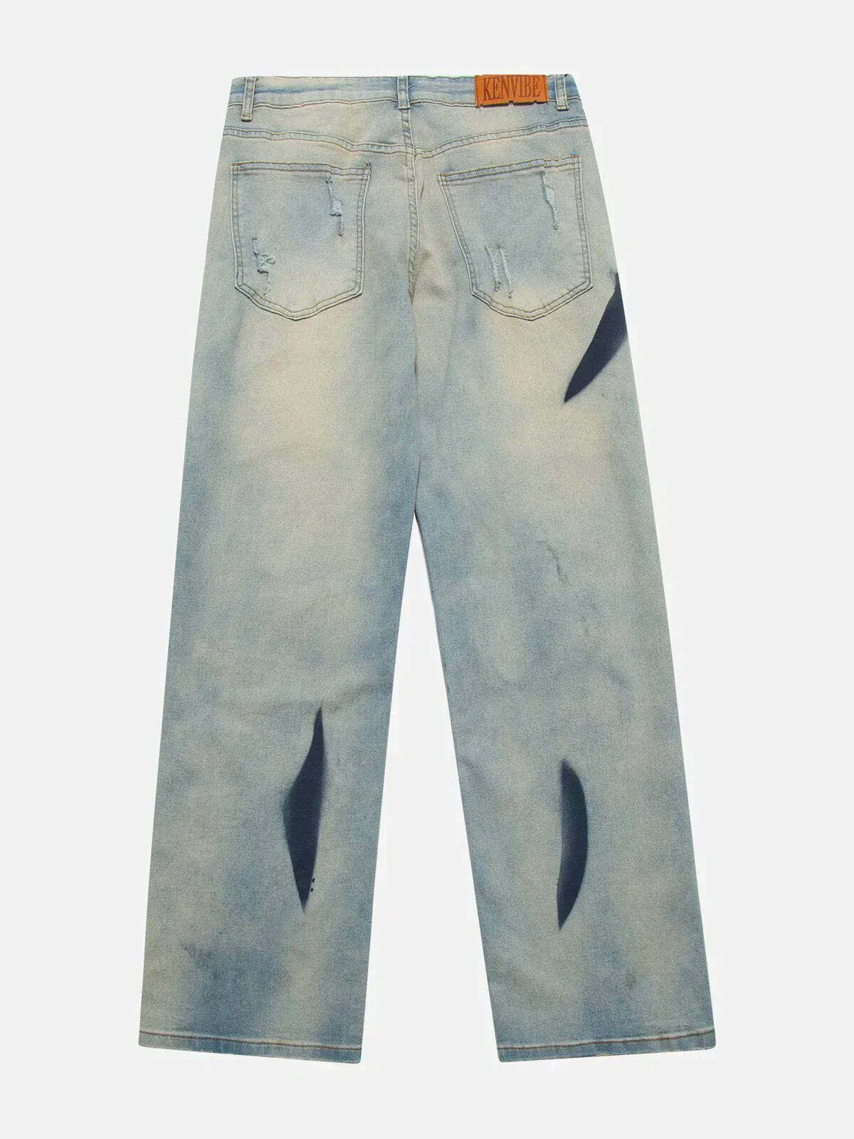waterwashed hole jeans urban retro denim essential 6761