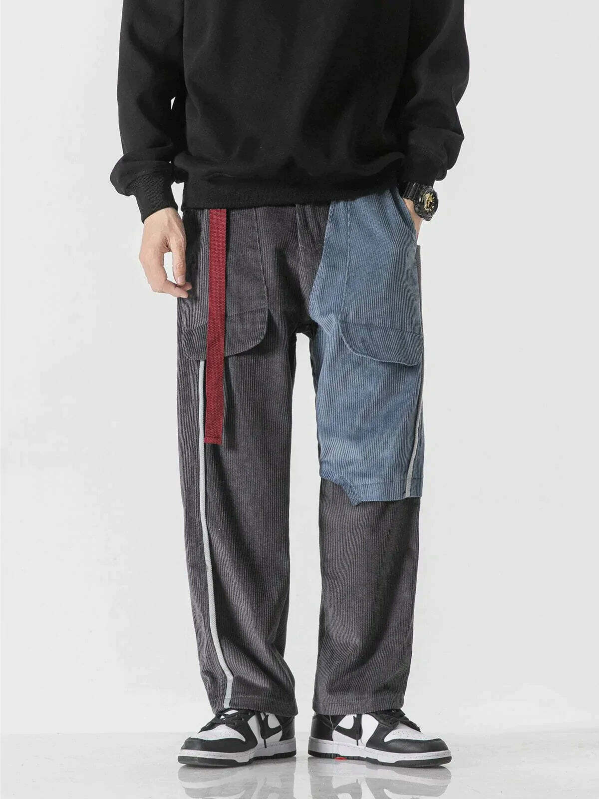wideleg patchwork corduroy pants retro & edgy streetwear 7837