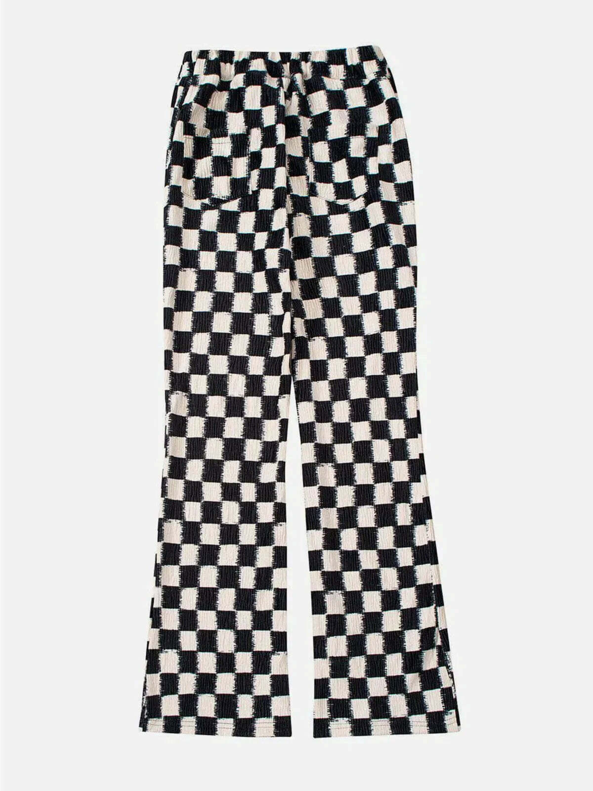 y2k elastic checkerboard pants edgy streetwear style 1898