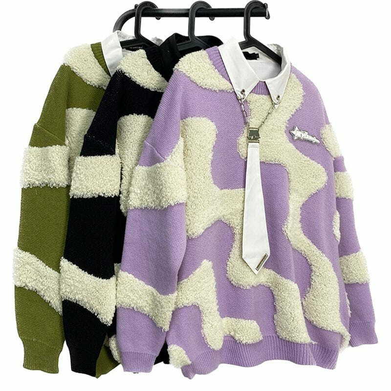 y2k flocking sweater edgy design & retro vibes 5281