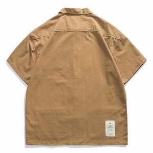 y2k loose tooling short sleeve shirt urban vintage comfort 5229