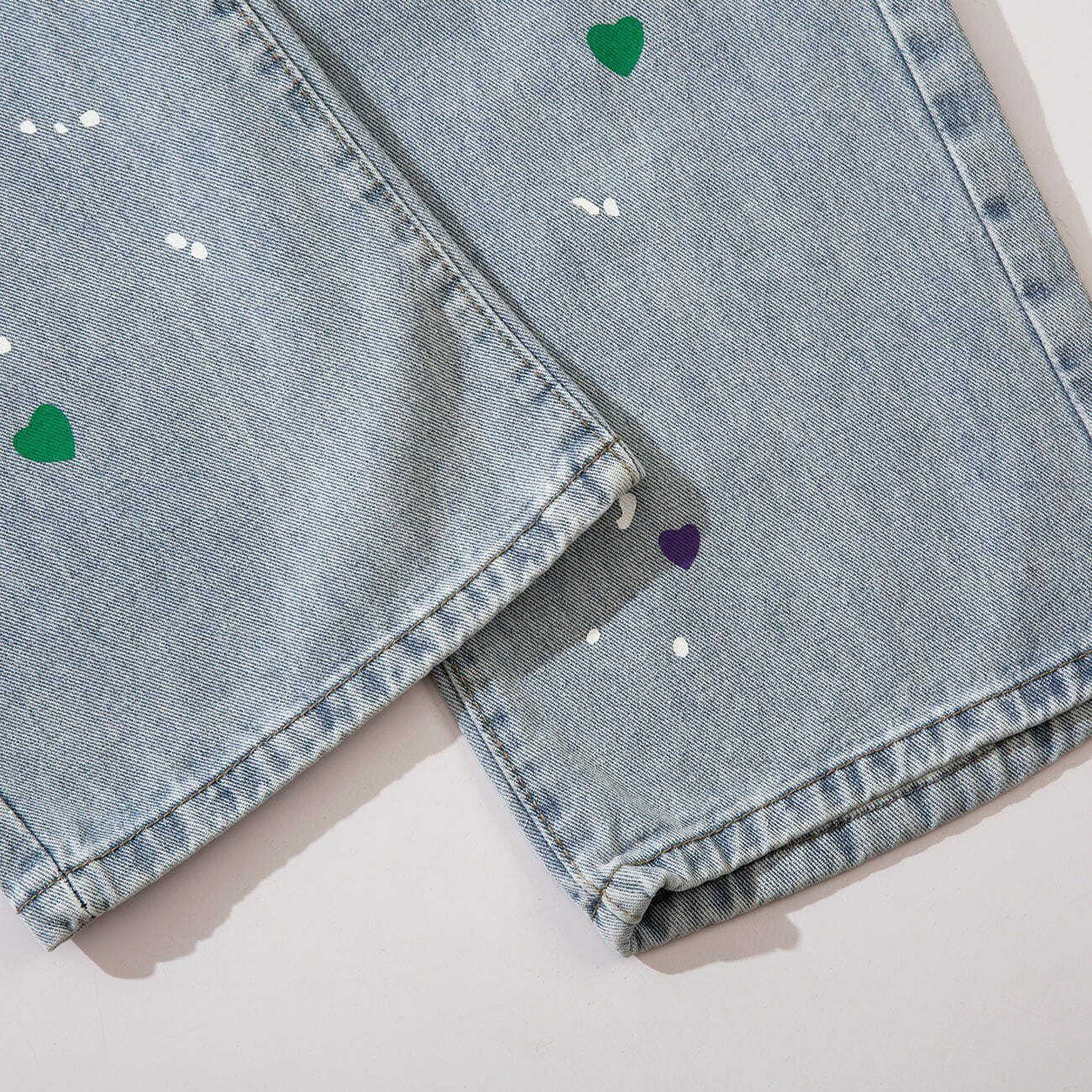y2k printed heart jeans retro chic streetwear 6981