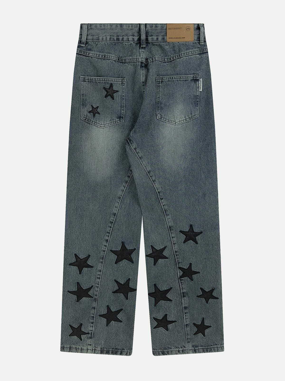 y2k star embroidered jeans retro edge & streetwear chic 1100