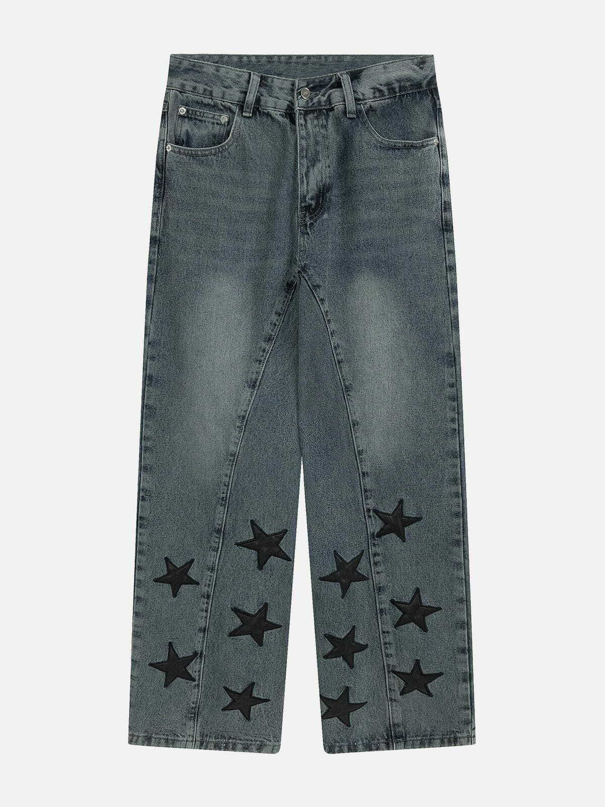 y2k star embroidered jeans retro edge & streetwear chic 7182