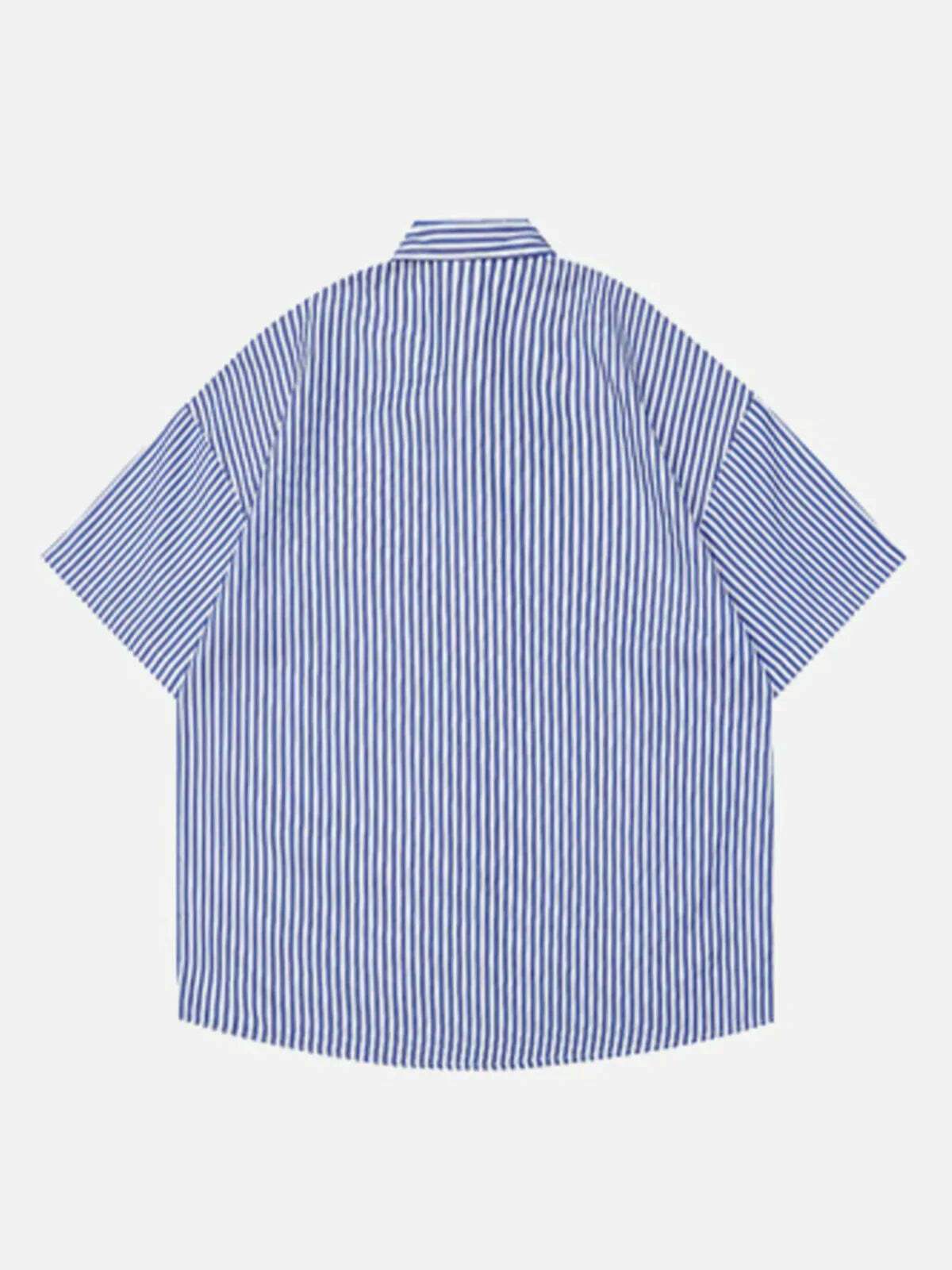 y2k striped chain short sleeve shirt edgy streetwear essential 5034
