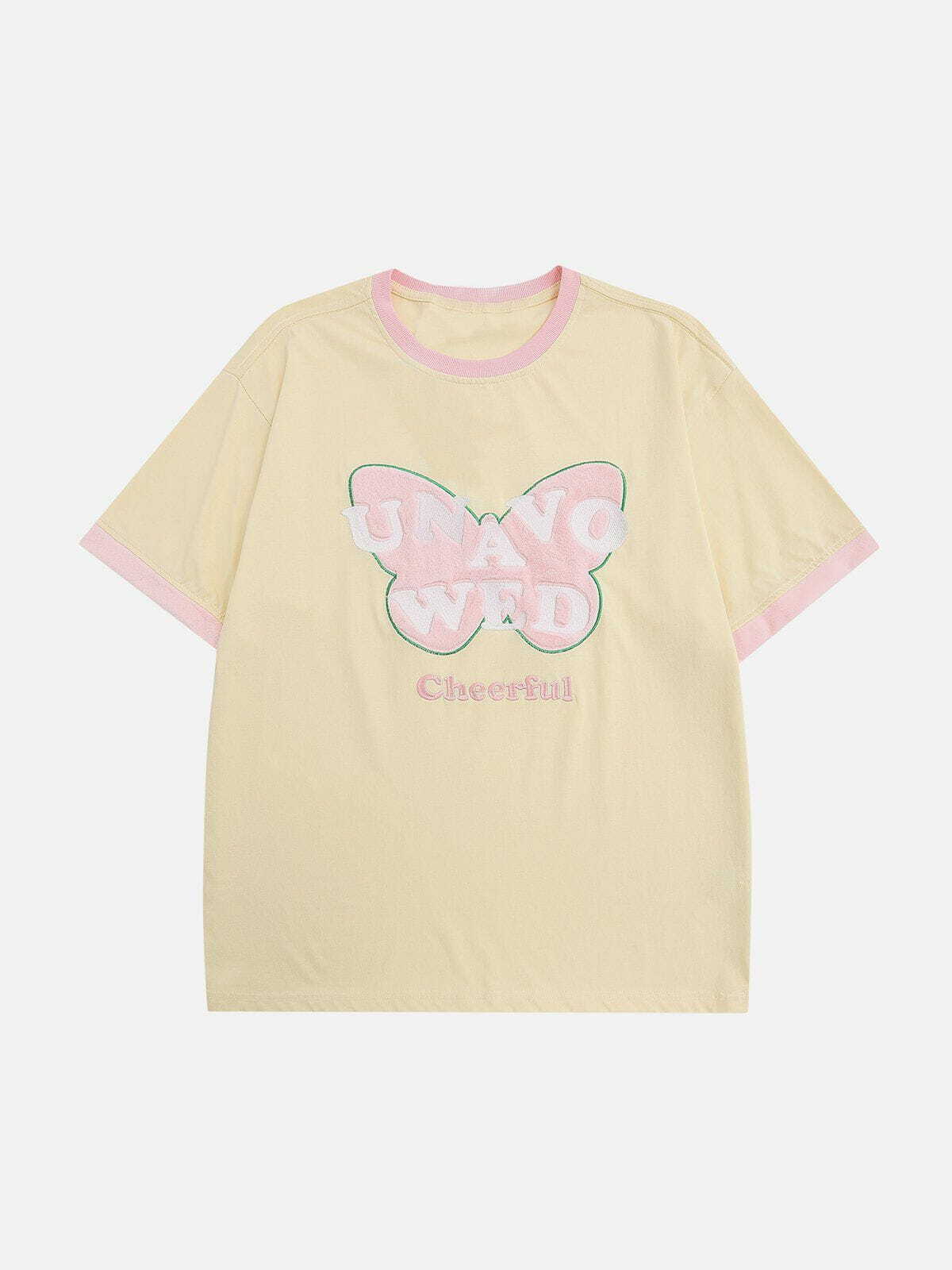 youthful butterfly embroidered tee edgy  retro streetwear essential 1528