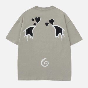 youthful devil heart tee edgy retro print tshirt 8274