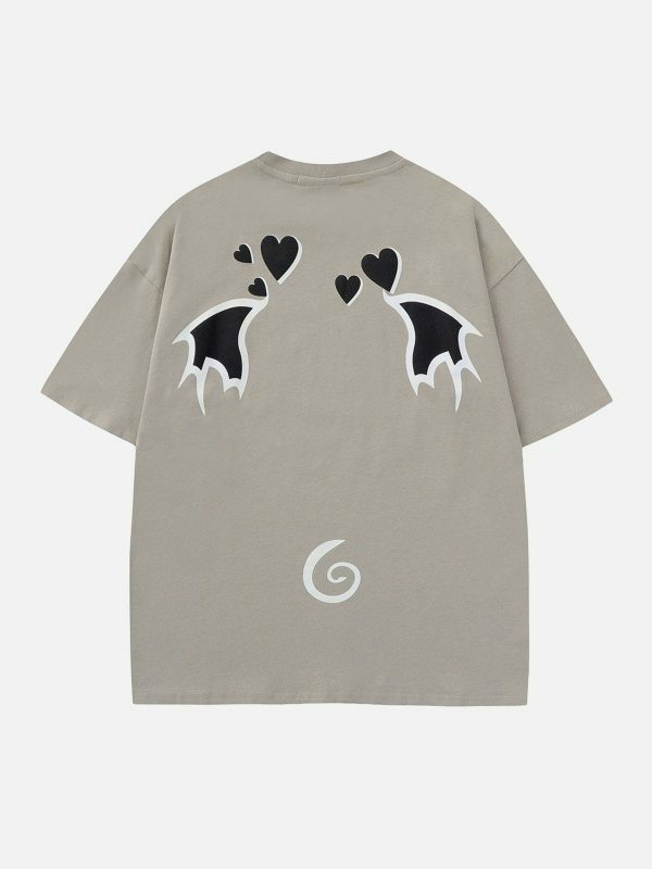 youthful devil heart tee edgy retro print tshirt 8274