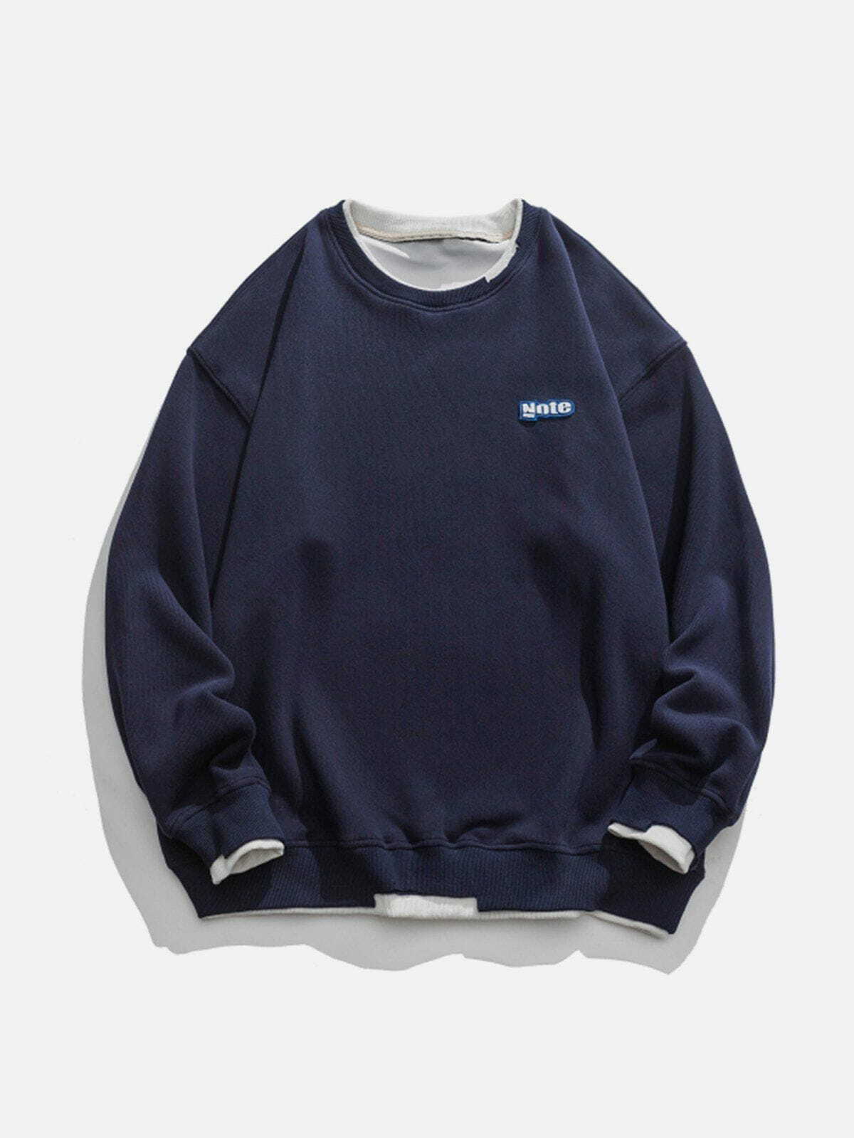 youthful fake two sweatshirt edgy  retro streetwear top 3246