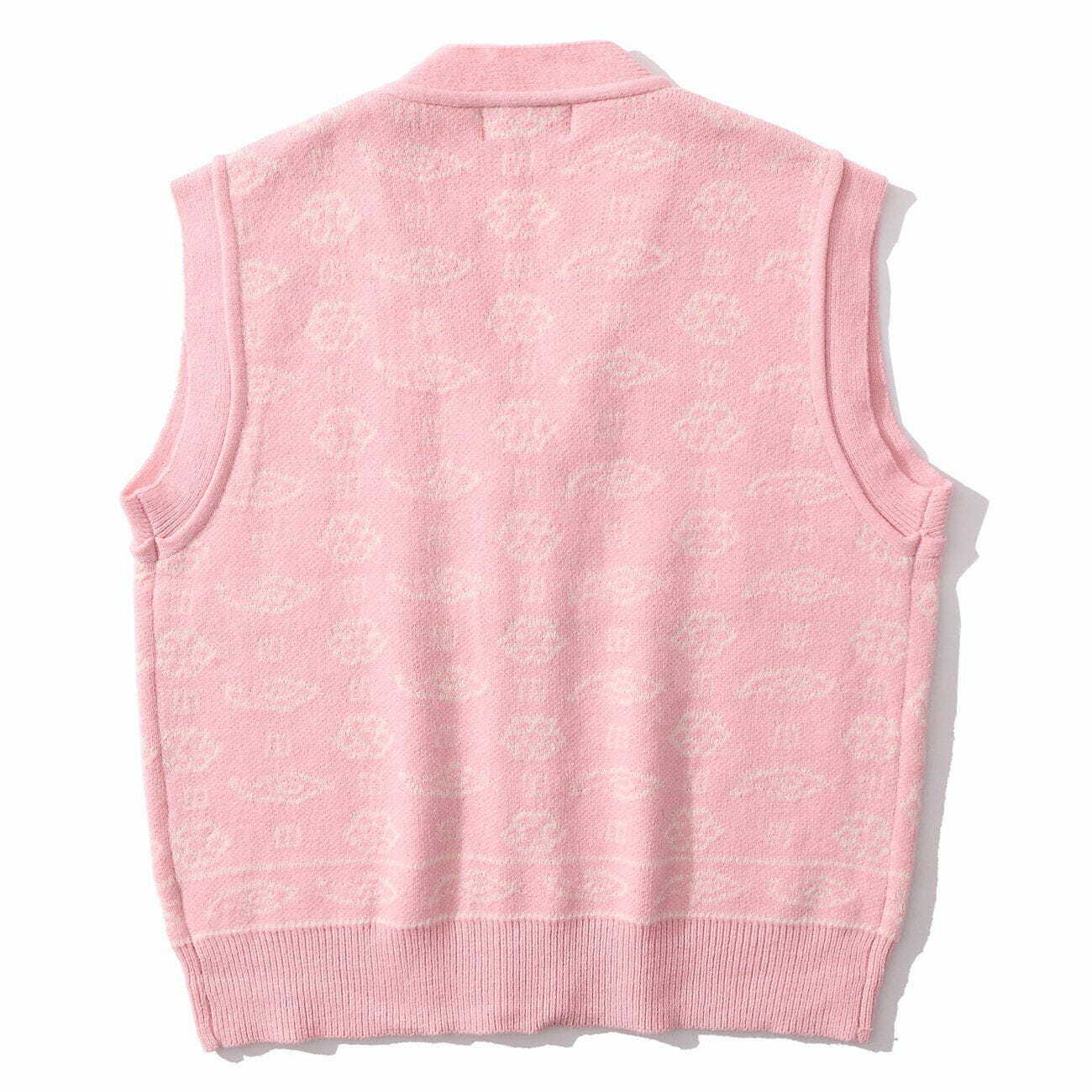 youthful floral knit vest edgy  retro streetwear essential 5057
