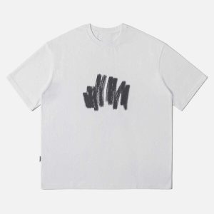 youthful fuzzy graffiti print shirt edgy streetwear for a bold look 8592