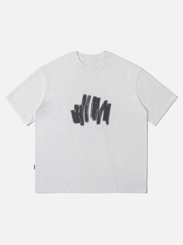 youthful fuzzy graffiti print shirt edgy streetwear for a bold look 8592