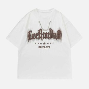 youthful letter print tee edgy  retro streetwear top 5650