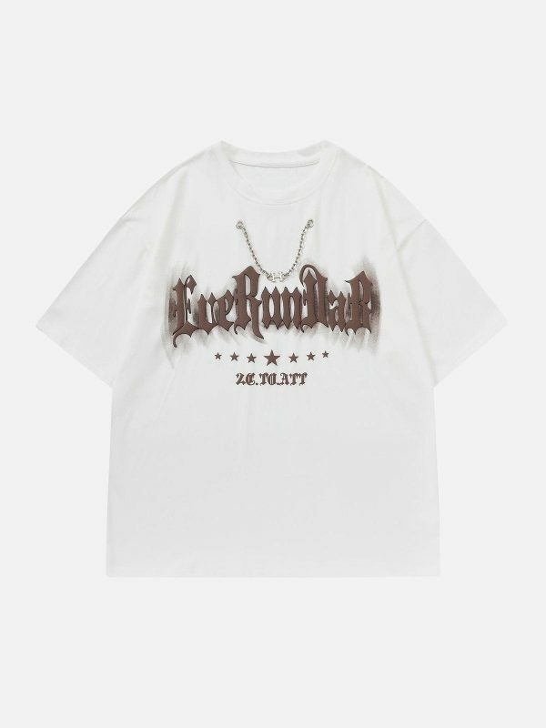youthful letter print tee edgy  retro streetwear top 5650