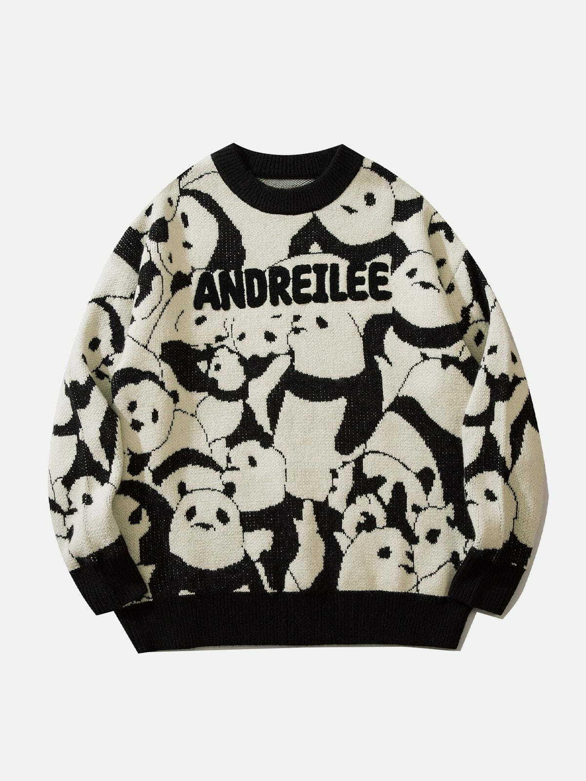 youthful panda graphic sweater quirky & vibrant streetwear 7443
