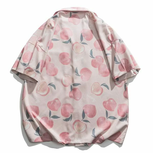 youthful peach heart shirt quirky  retro streetwear top 8636