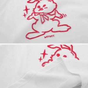youthful rabbit embroidery tee edgy  retro streetwear essential 1342