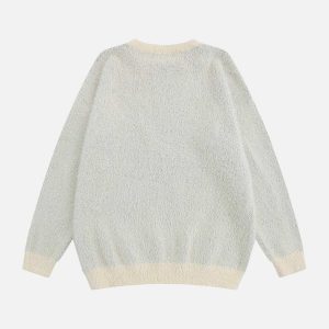 youthful rabbit jacquard knit sweater luxurious minkeffect design 5881