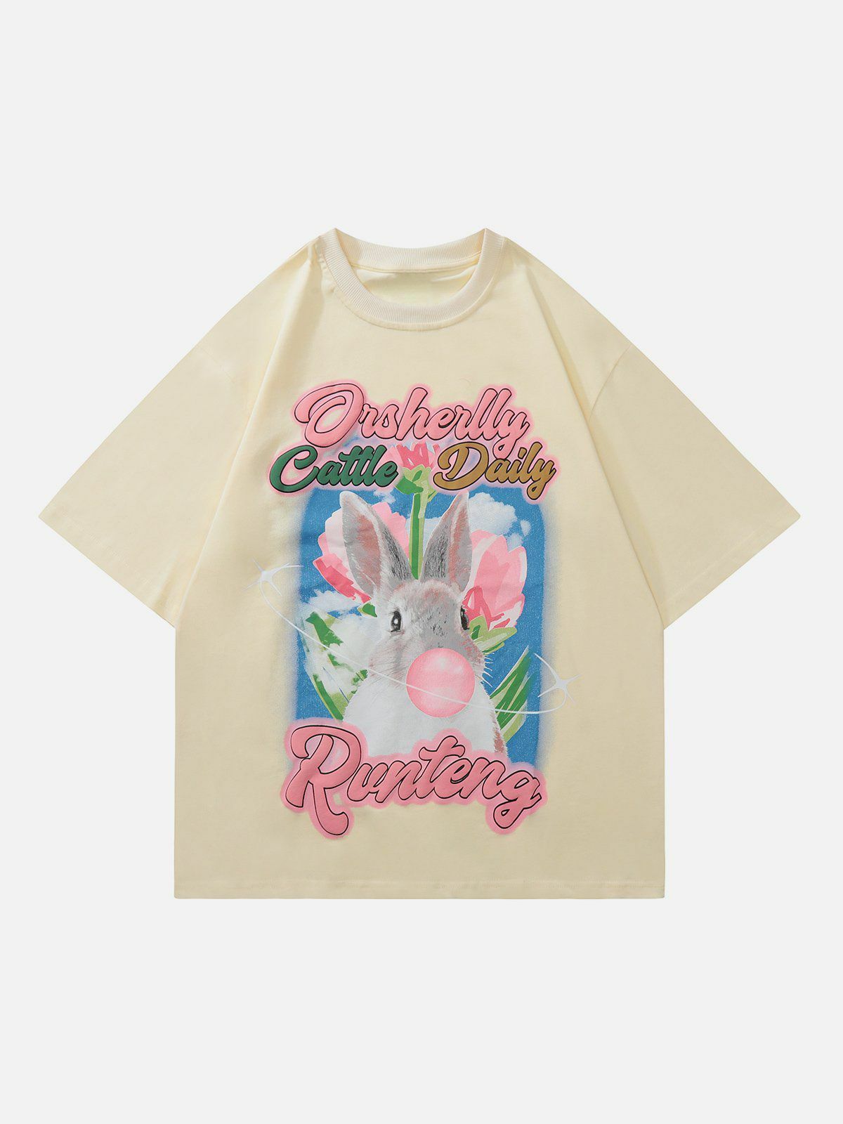 youthful rabbit tee dynamic  retro streetwear top 3370