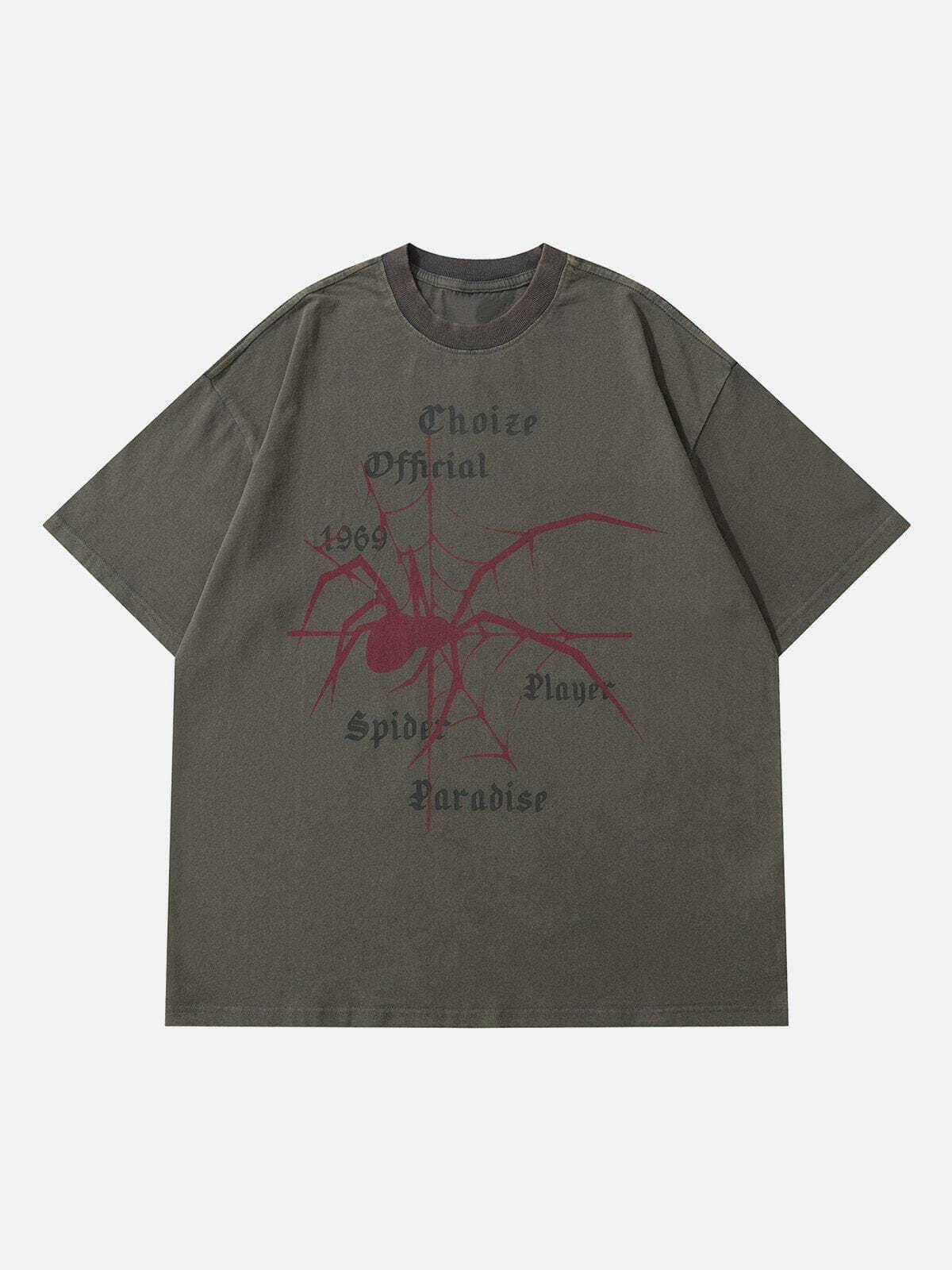 youthful spider print tee edgy retro streetwear shirt 3620