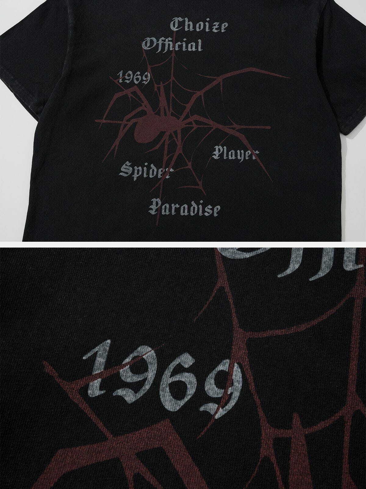 youthful spider print tee edgy retro streetwear shirt 4467
