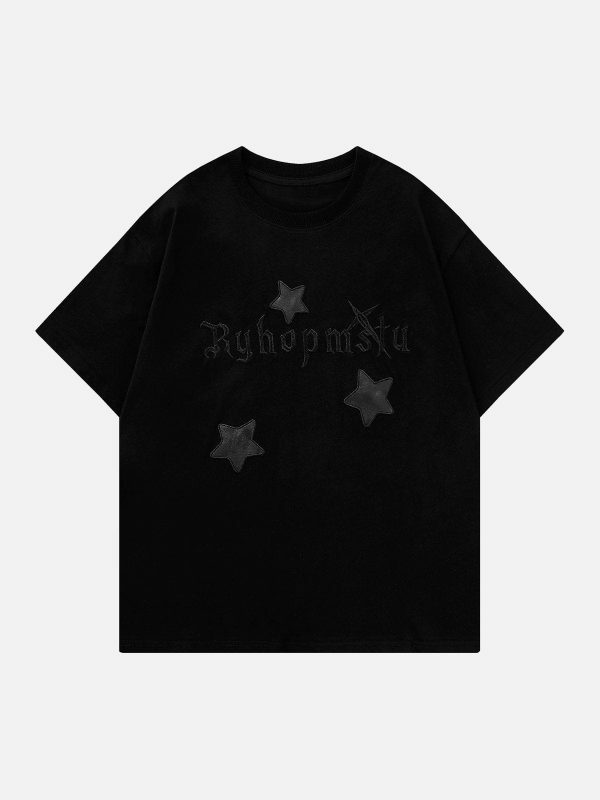 youthful star embroidered tshirt vibrant retro graphic tee 3316