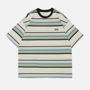 youthful striped tee edgy  retro youth streetwear shirt 2975