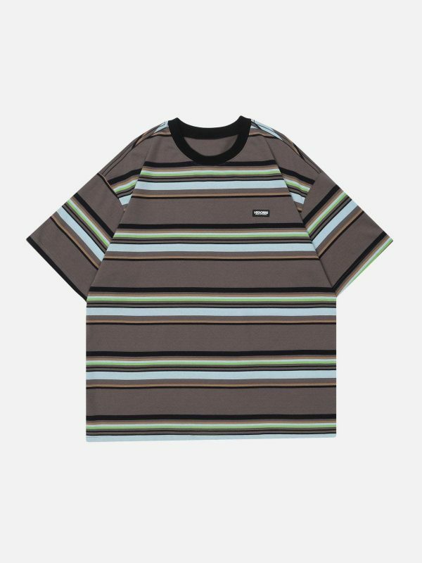 youthful striped tee edgy  retro youth streetwear shirt 3433