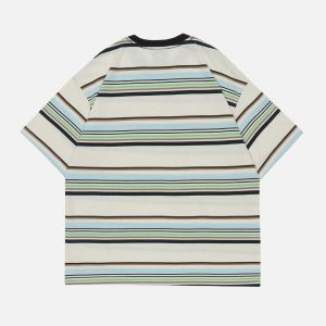 youthful striped tee edgy  retro youth streetwear shirt 6128
