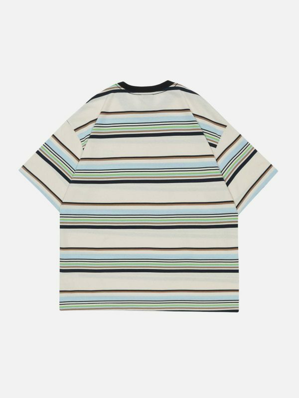 youthful striped tee edgy  retro youth streetwear shirt 6128