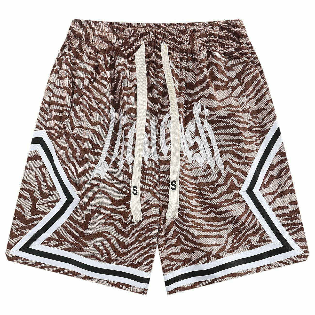 zebra alphabet embroidered shorts edgy & vibrant streetwear 2473