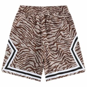 zebra alphabet embroidered shorts edgy & vibrant streetwear 5279