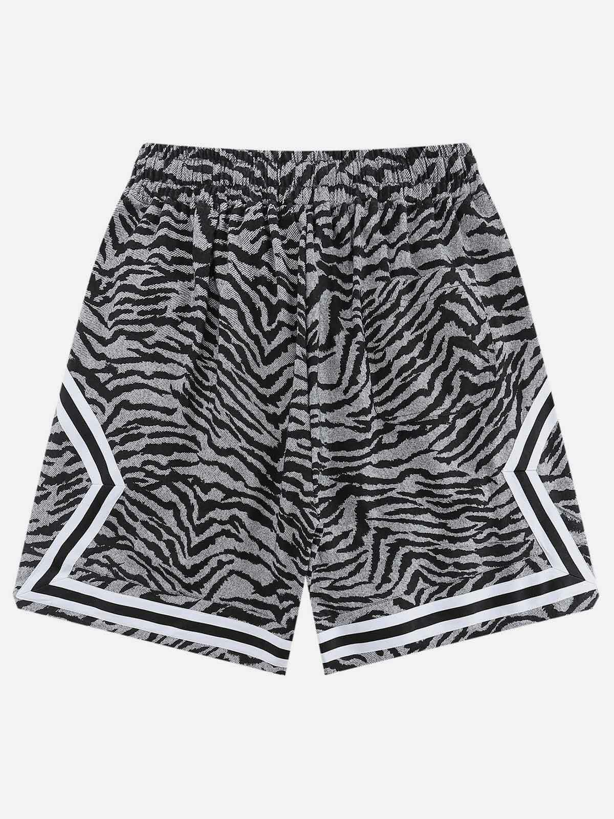 zebra alphabet embroidered shorts edgy & vibrant streetwear 7387
